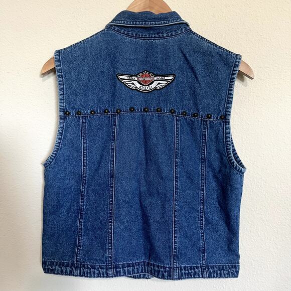 Harley Davidson Woman's Denim Vest Sz M - Picture 5 of 6